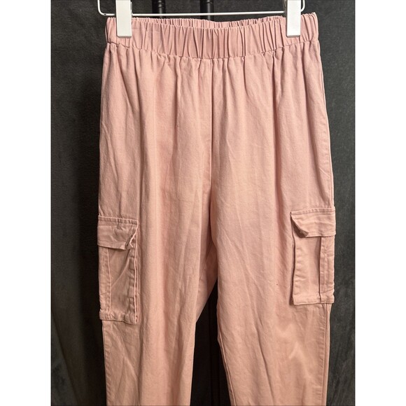 PrettyLittleThing Jogger Pants Women 8 Pink Cargo Highrise Elastic Waist Pull on - Picture 3 of 9